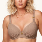 Annadiva Swim Sparkling Smocky Voorgevormde Balconette Bikinitop Taupe