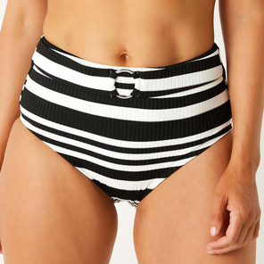 Annadiva Swim Aruba Stripe High Waist Bikinibroekje Black White