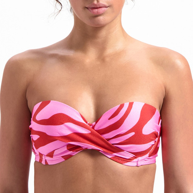 Beachlife Pink Zebra Bandeau Bikinitop