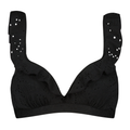 Black Embroidery Plunge Bikinitop