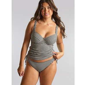 Panache Swim Gingham Tankinitop Black Gingham
