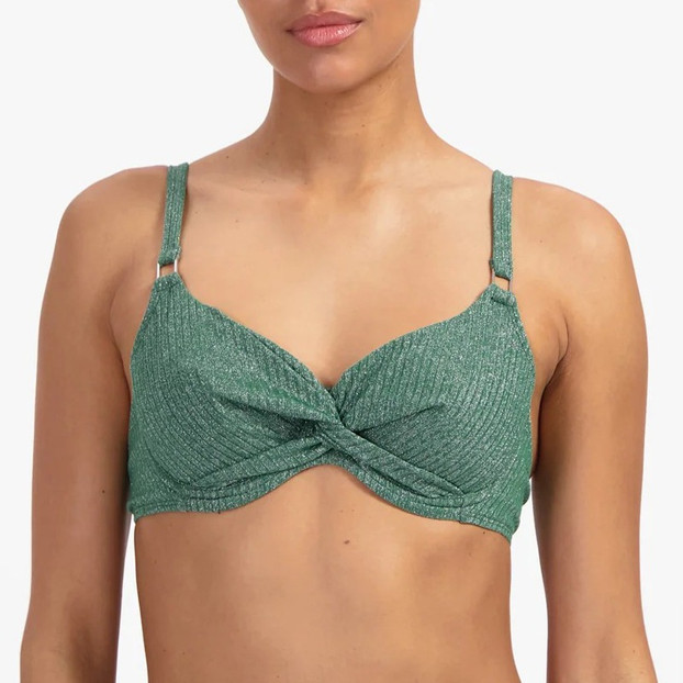 Beachlife Green Glitter Bikinitop