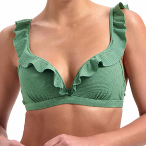 Beachlife Green Shimmer Plunge Bikinitop