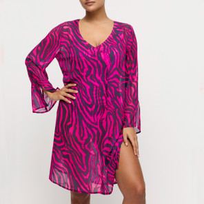 Primadonna Swim Malabo Kaftan Hot Pink Zebra