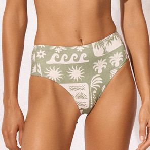 Watercult Rustic Med Hoog Bikinibroekje Sage Cream