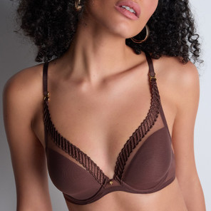 Aubade Sheer Emotion Plunge BH Sepia