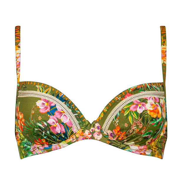Watercult Sunset Florals Voorgevormde Bikinitop Warm Olive
