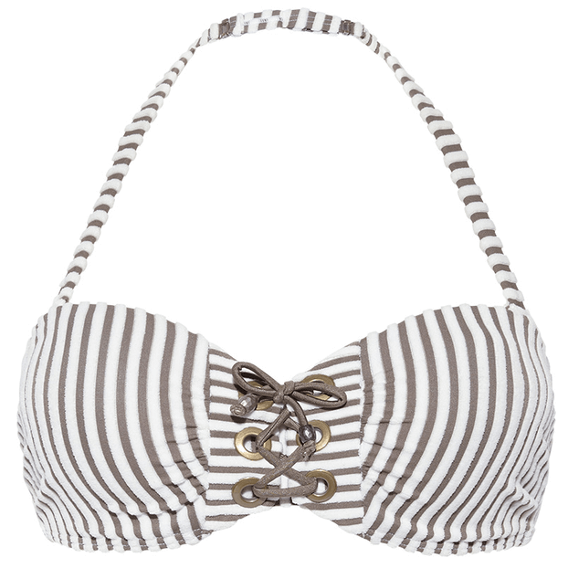 Beachlife Taupe Stripe Multiway Bikinitop