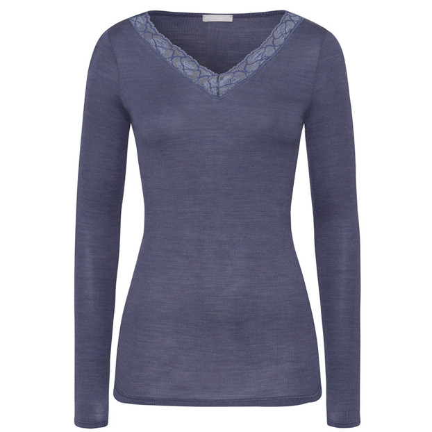 Hanro Woolen Lace Longsleeve T-shirt Nightshade