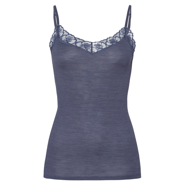 Hanro Woolen Lace Spaghetti Top Nightshade