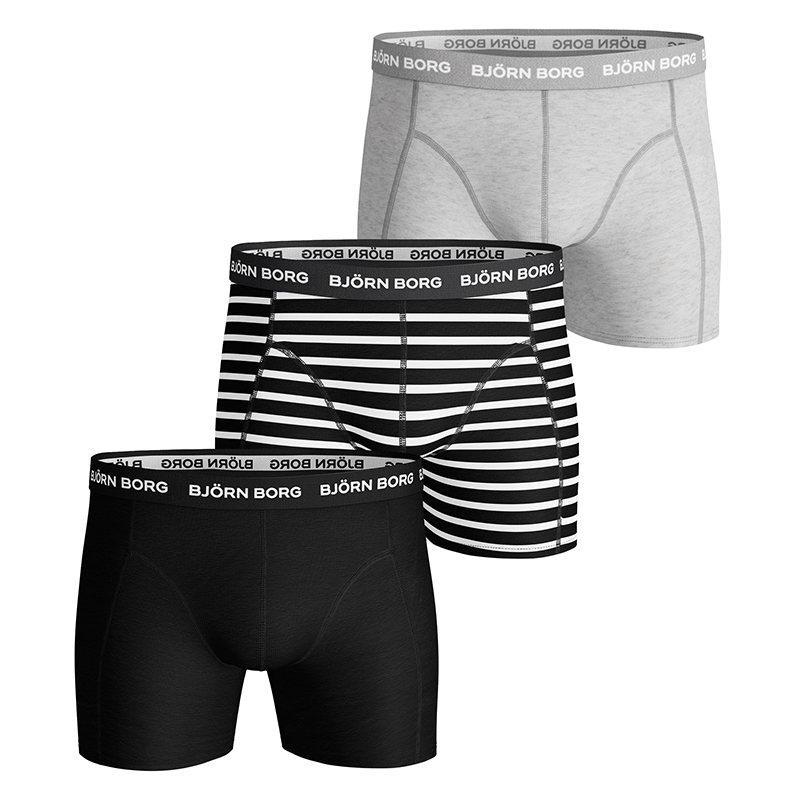 Björn Borg Stripe 3-Pack Boxershorts Black - Annadiva