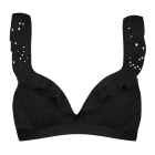 Black Embroidery Plunge Bikinitop