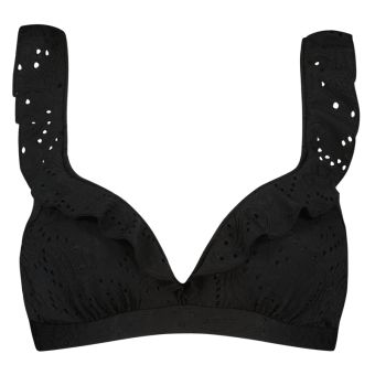 Black Embroidery Plunge Bikinitop