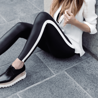Faux Leather Side Stripe Legging