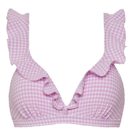 Lilac Check Plunge Bikinitop